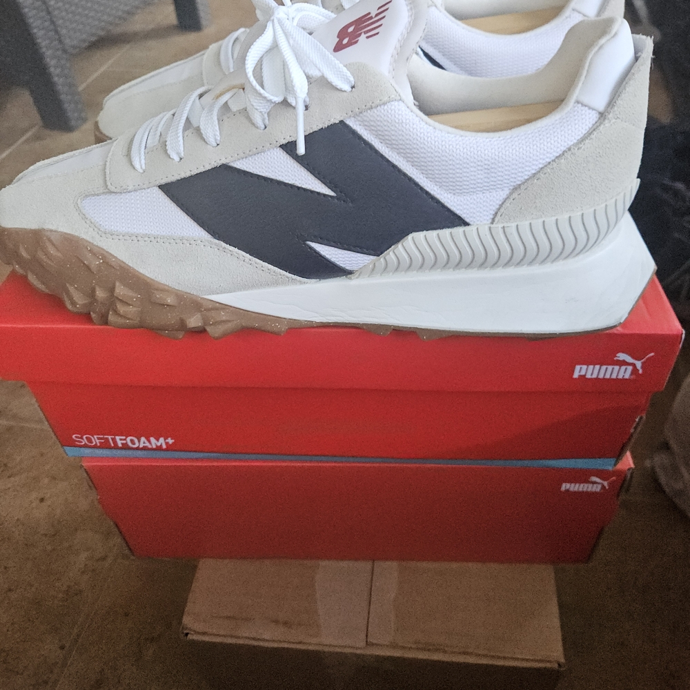 New Balance Men's Sneakers in White, Black, and Tan
